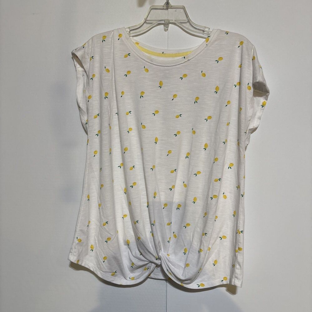 Croft & Barrow Woman Lemon Sleeveless Shirt Top know front Preown Chest 44"